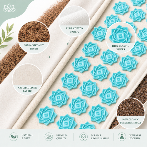 Premium Acupressure Mat with Pillow and Carry Bag Pain Relief, Better Sleep & Stress Reduction
